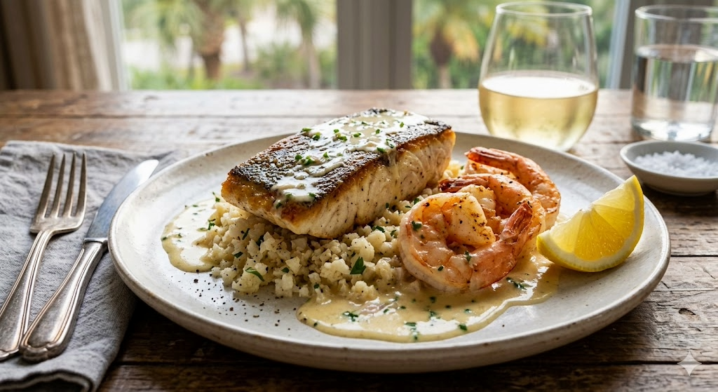 Halibut and Shrimp